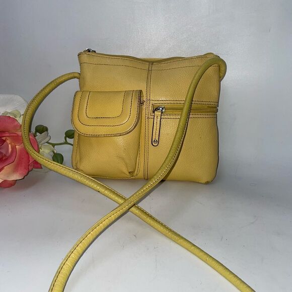 Tignanello Leather Crossbody Yellow Small - Picture 1 of 7
